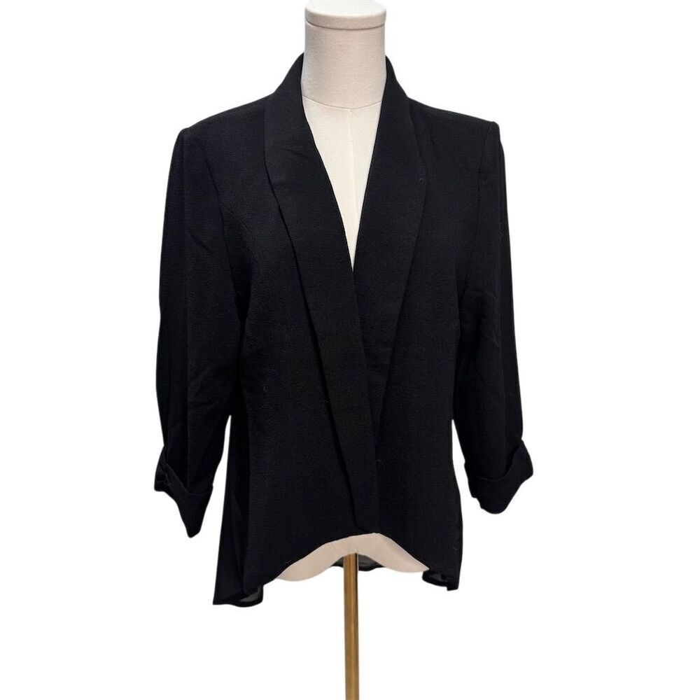 EUC Papillon Women's Black Open-Front Blazer Size XL Business Jacket